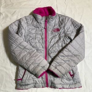 The North Face Light Gray Reversible Jacket with Pink Inside